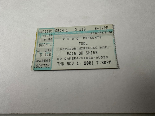 Tool concert ticket stub - tool,